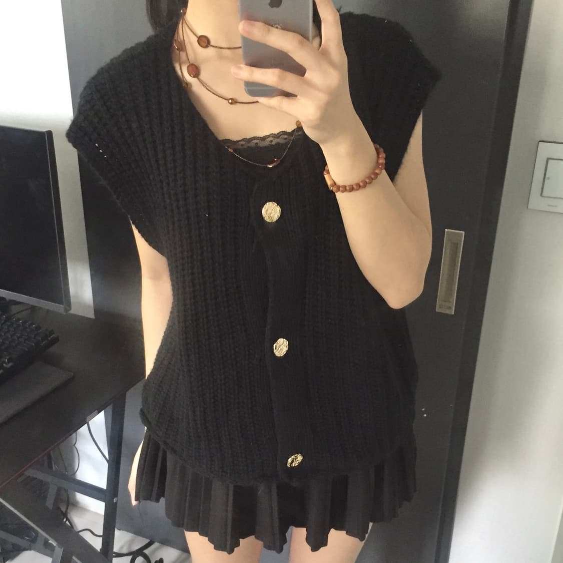 JPN 하구미 사와코 니트 베스트 상품이미지2