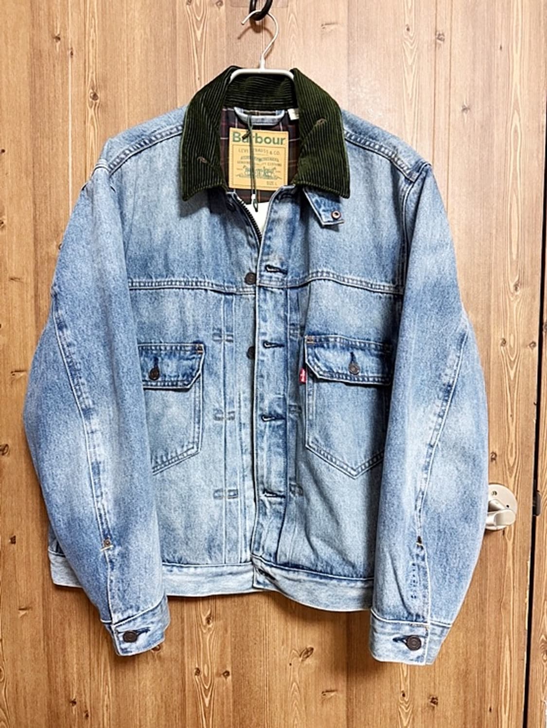 리바이스X바버 타입2 트러커 자켓 빈티지 데님 판매합니다. [L] 상품이미지1