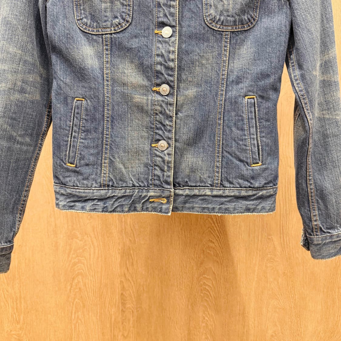 리바이스 데님 자켓 인디고 워싱 버튼업 투포켓 디테일 크롭 진청 상품이미지5