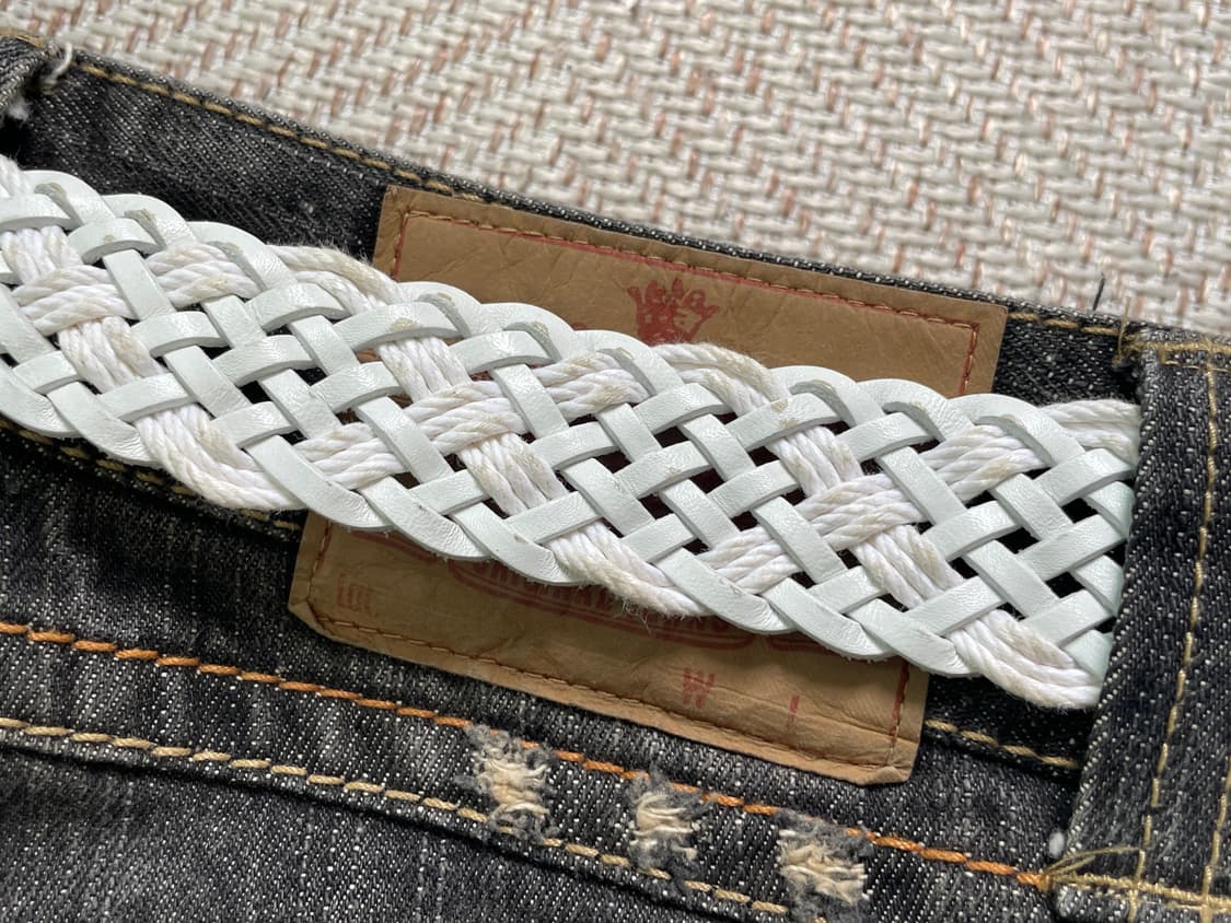 빈티지 화이트 브레이디드 위빙 벨트 상품이미지4