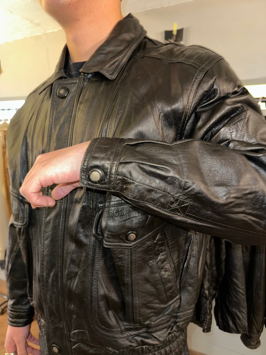 90’s Japanese genuine leather jacket 상품이미지7