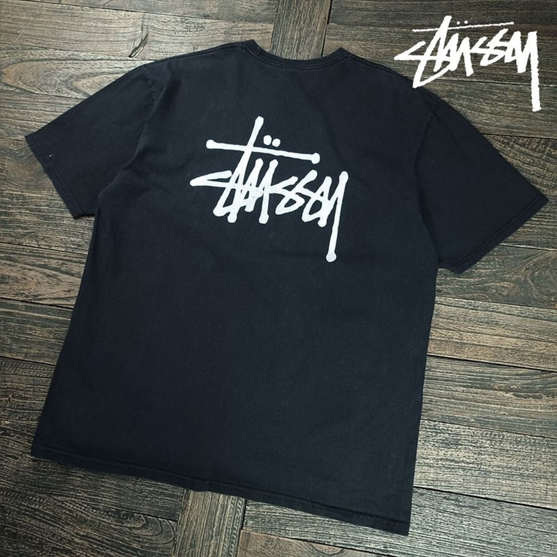 [스투시] 베이직 빅로고 프린팅 반팔티 블랙 P01637 상품이미지1