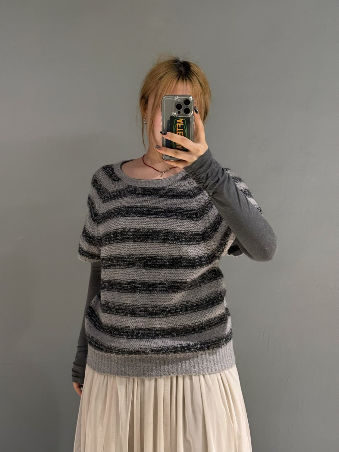bokashi stripe round-neck knit top 상품이미지1