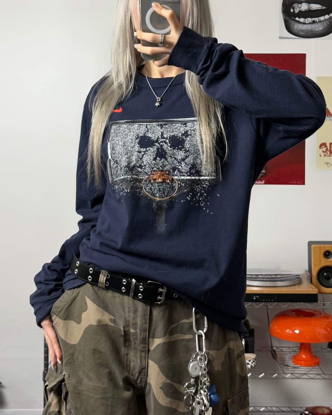 나이키 00s 배스킷볼 네이비 롱슬리브 상품이미지2