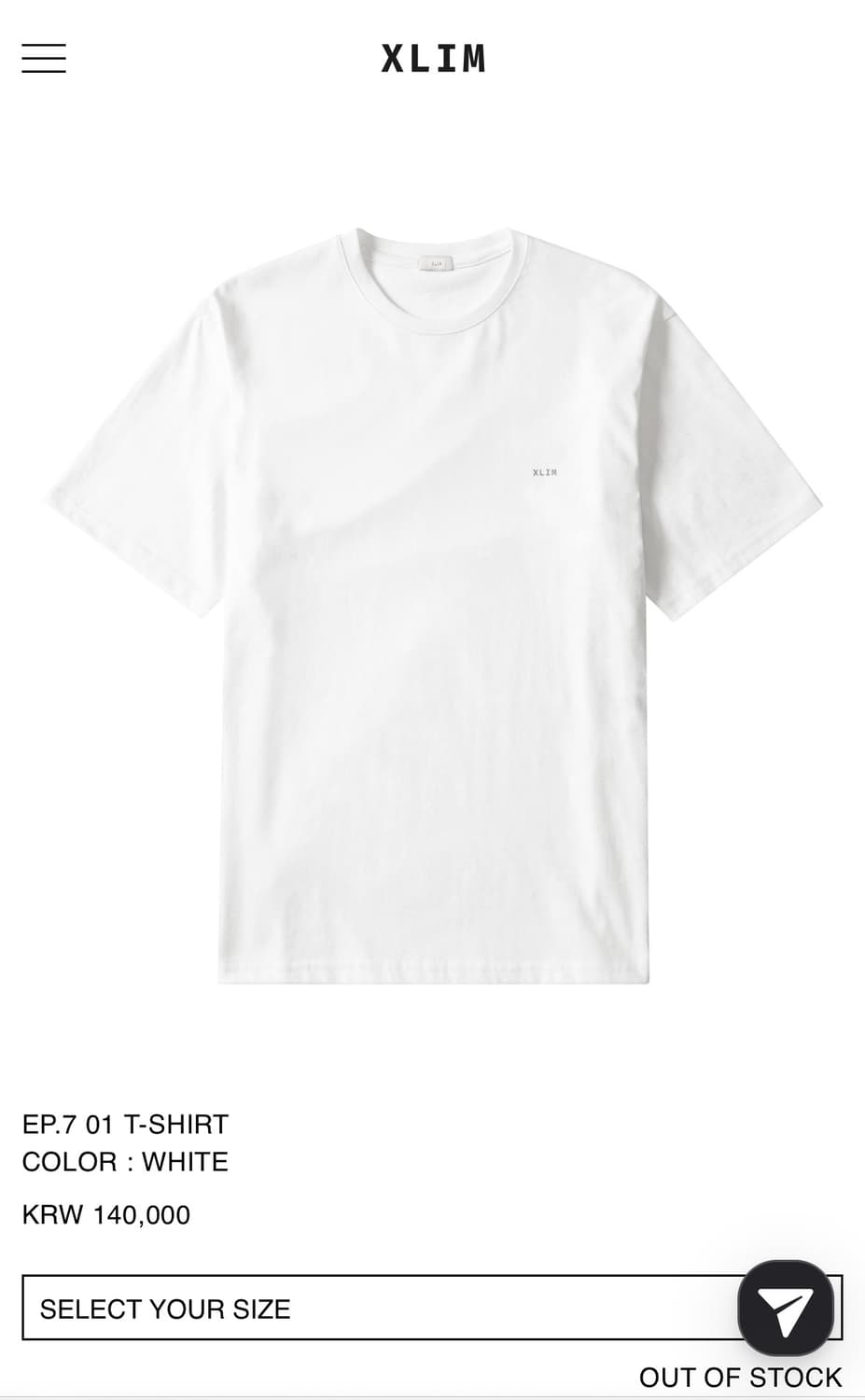 (Xs)엑슬림 xlim EP.7 01 T-SHIRT WHITE 반팔 상품이미지2