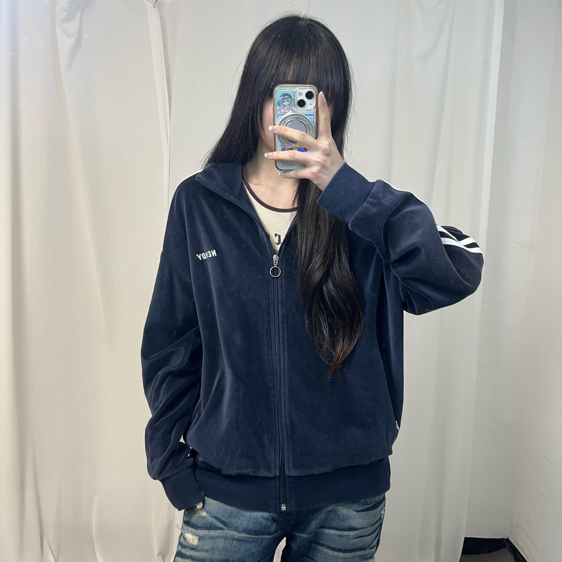 Nerdy navy velvet jersey 상품이미지1