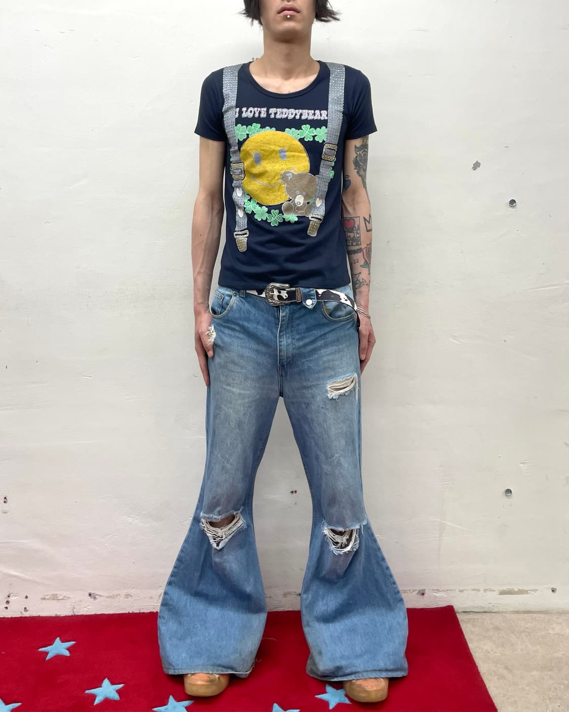 Smile Bear Suspender Cubic T-shirt 상품이미지3
