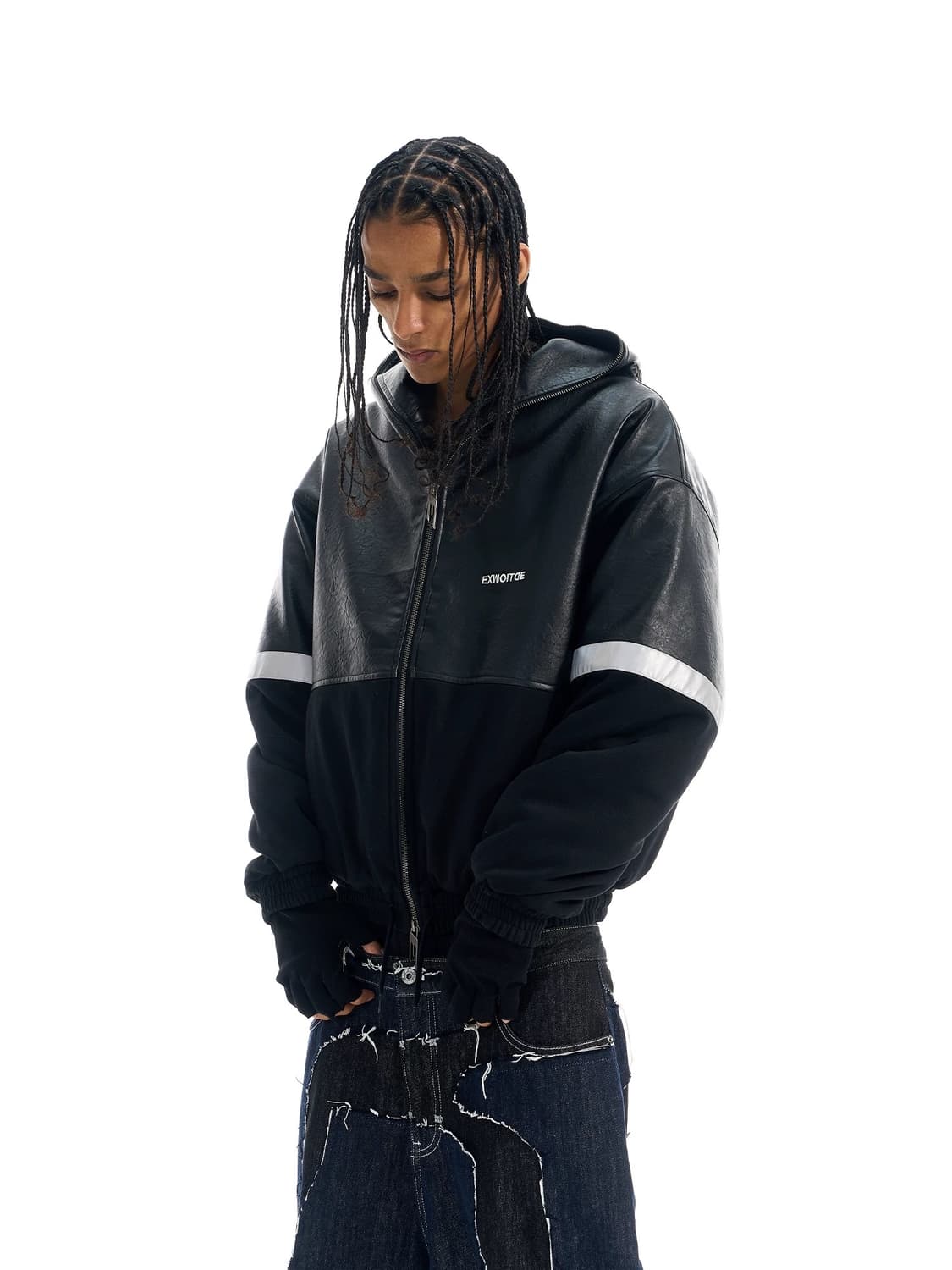 Oversized Reflective-Trim Leather Puffer 상품이미지2