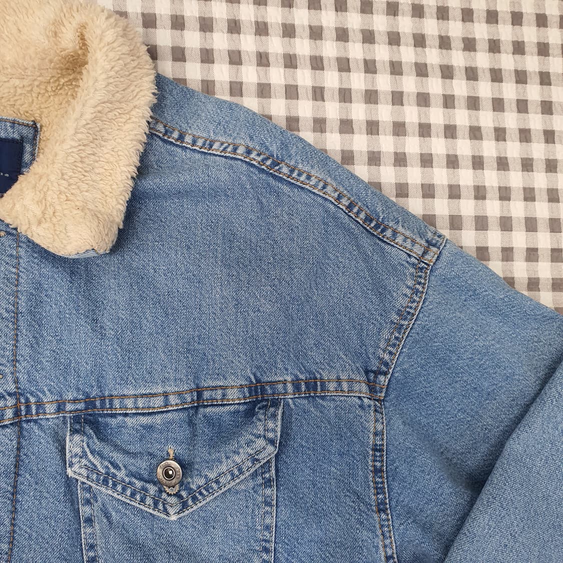 자라 오버핏 쉐르파 데님 겨울자켓 남자95~100 상품이미지3