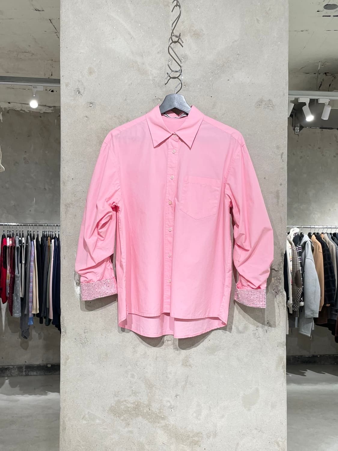 알렉산더 왕 핑크 싱글 포켓 큐빅 커프스 코튼 셔츠 상품이미지1