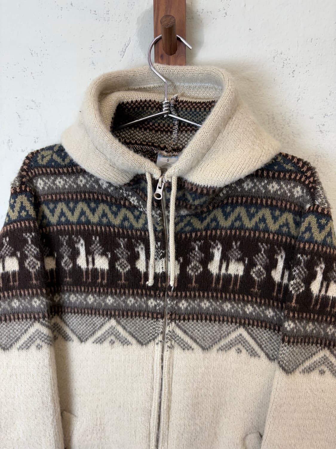 빈티지 알파카 퍄턴 후드 자켓 상품이미지6