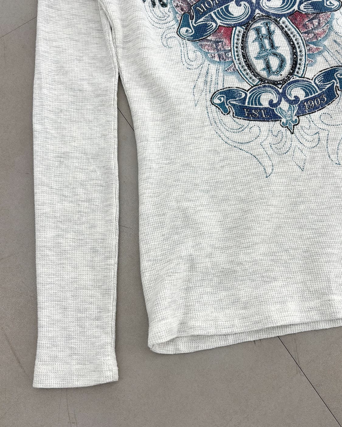 HARLEY DAVIDSON 숄더 레이스 배색 90s 그래픽 와플 티 상품이미지7