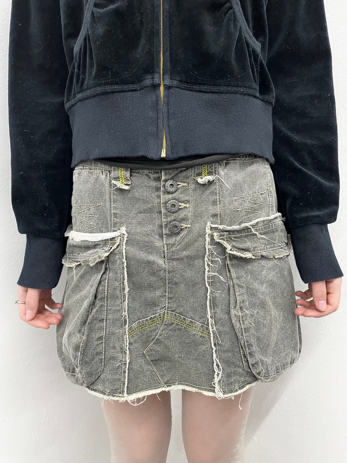 흑청 포켓 스티치 디테일 스커트 상품이미지2