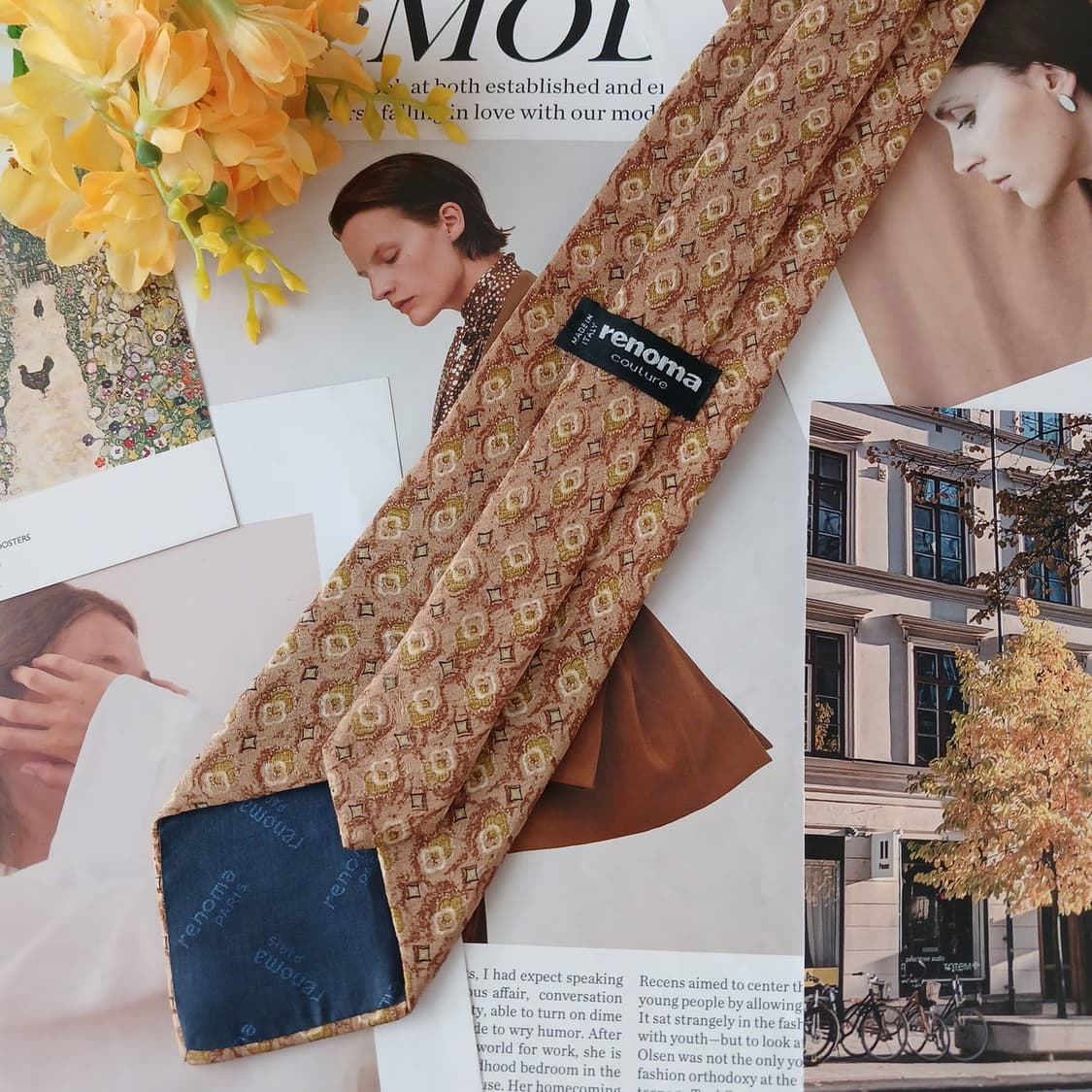 레노마 실크 브라운 패턴 넥타이 9.4cm A+등급 A19358
 상품이미지5