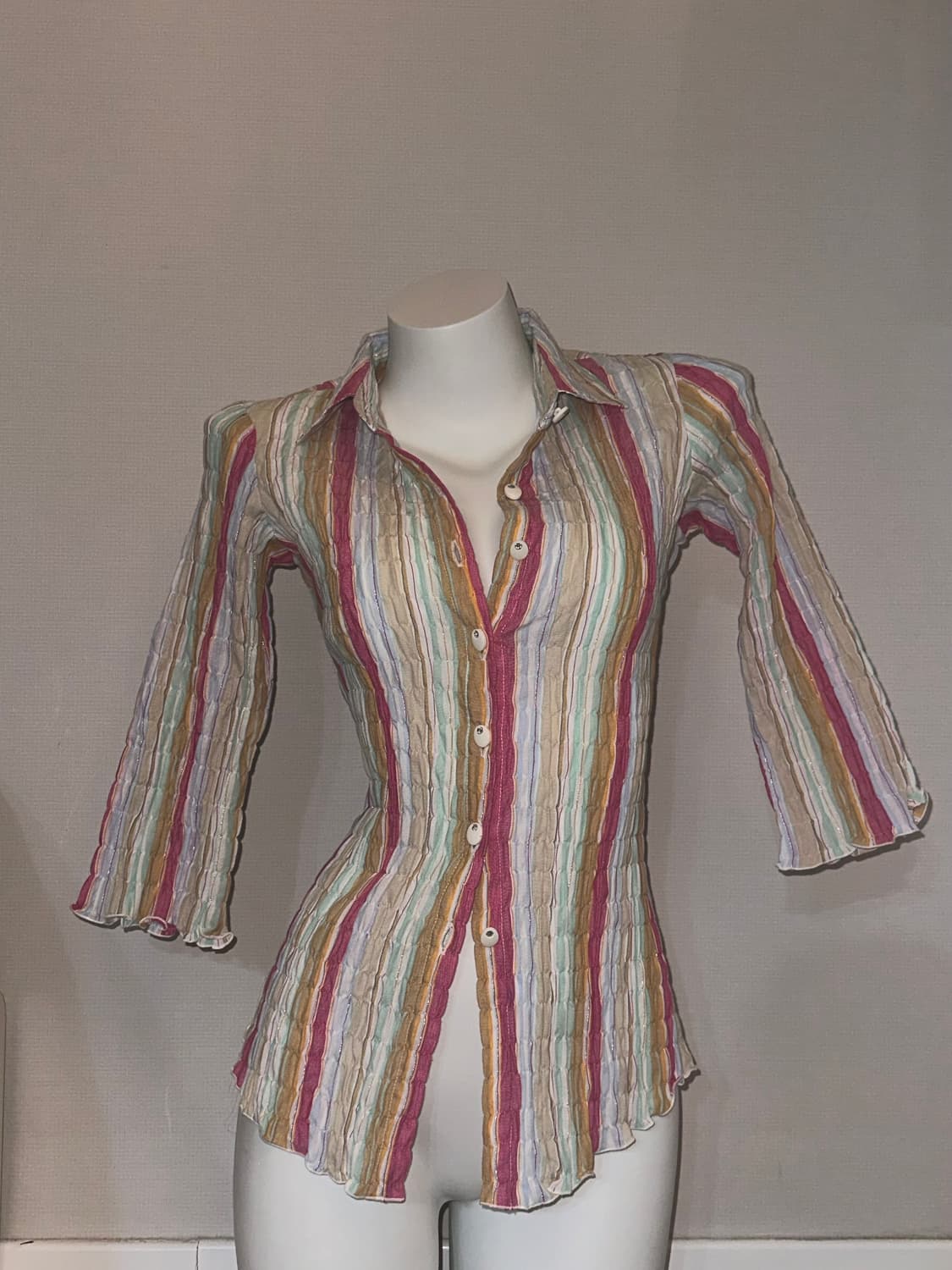 빈티지 스트라이프 슬림핏 7부 셔츠 상품이미지1