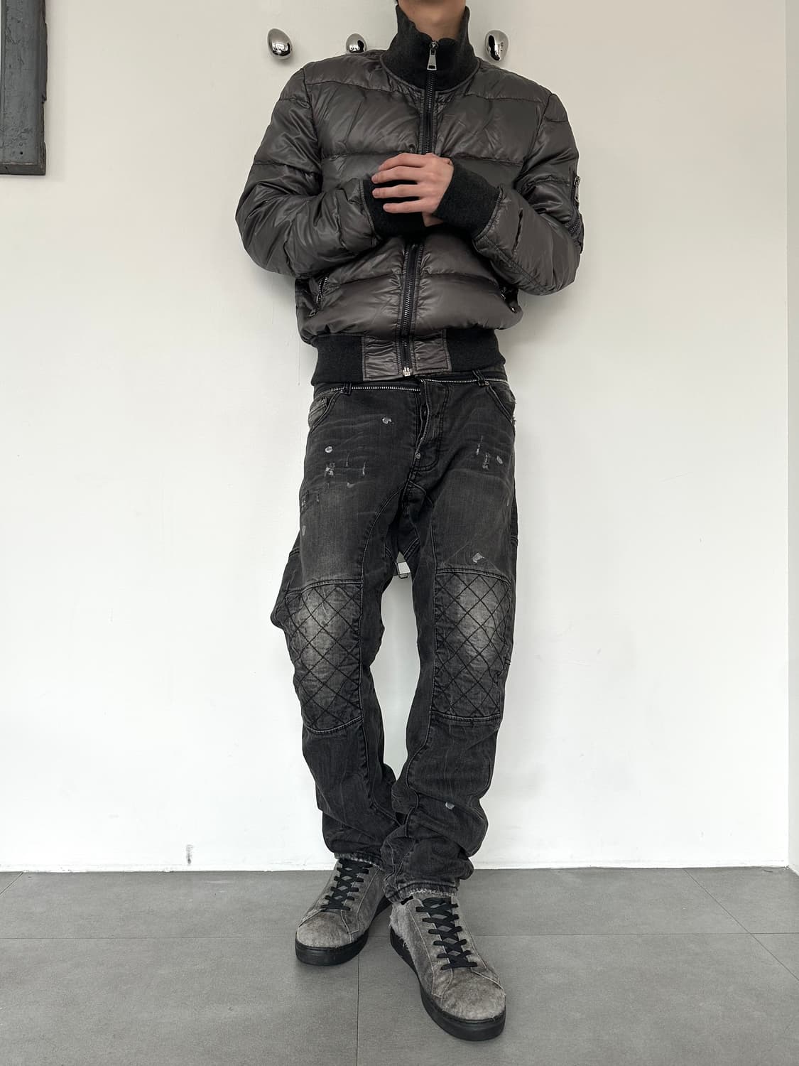 돌체앤가바나 2000s 애쉬그레이 패디드 봄버 자켓 상품이미지2