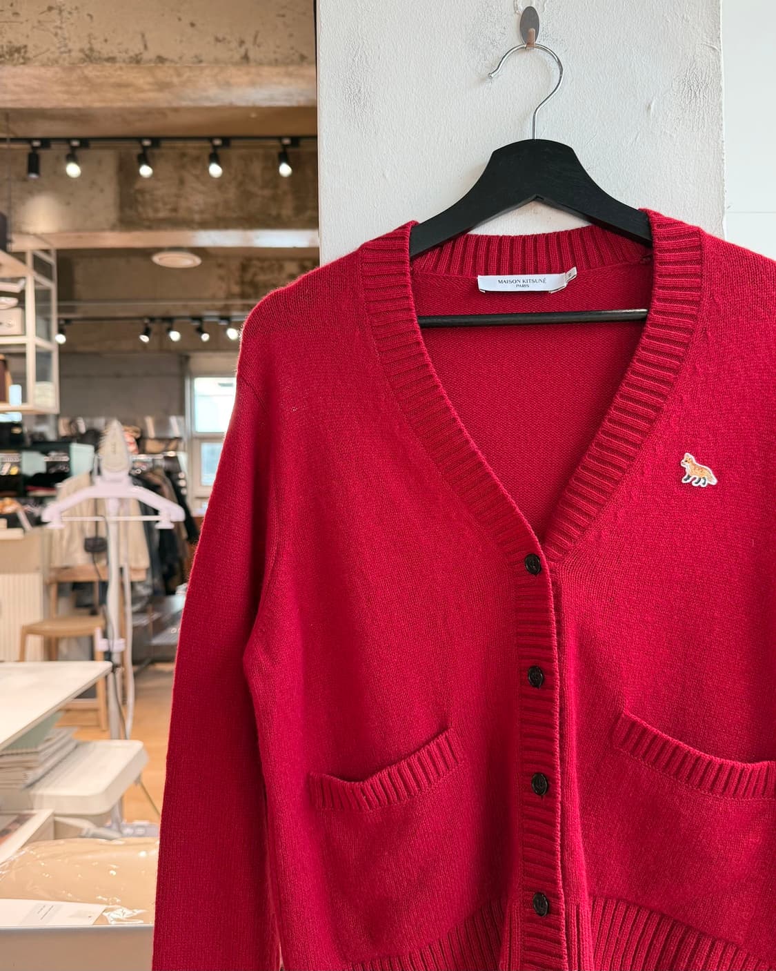 메종 키츠네 레드 베이비 폭스 패치 가디건  상품이미지4