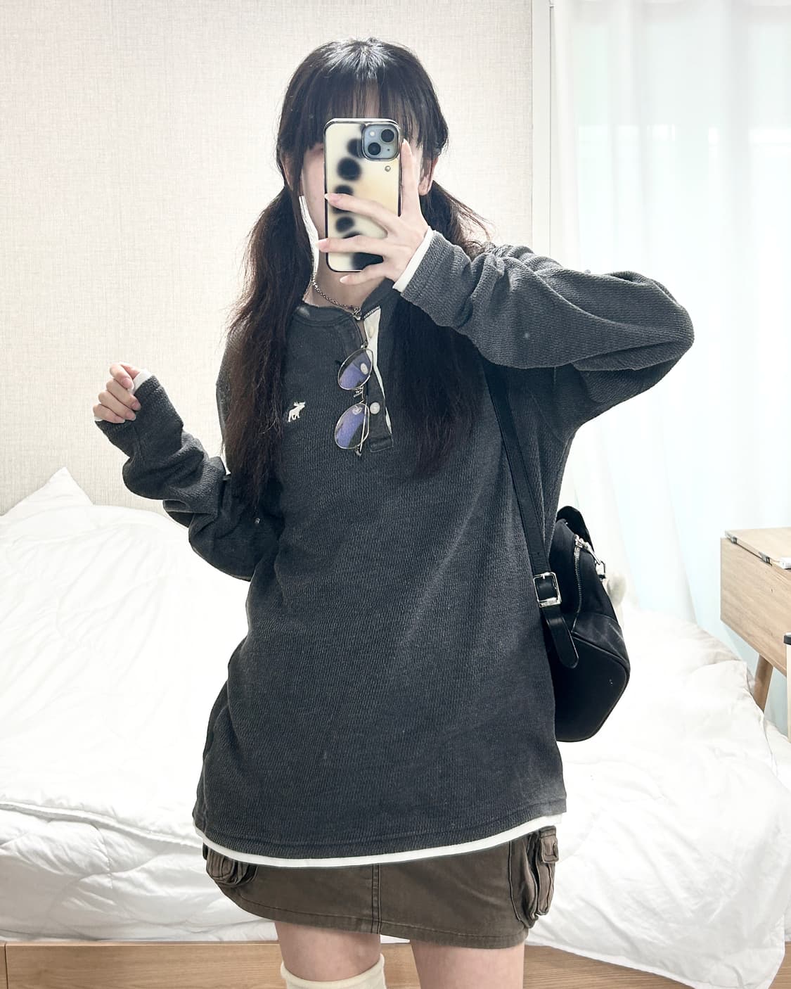 아베크롬비 순록 차콜 반버튼 롱슬리브 상품이미지2