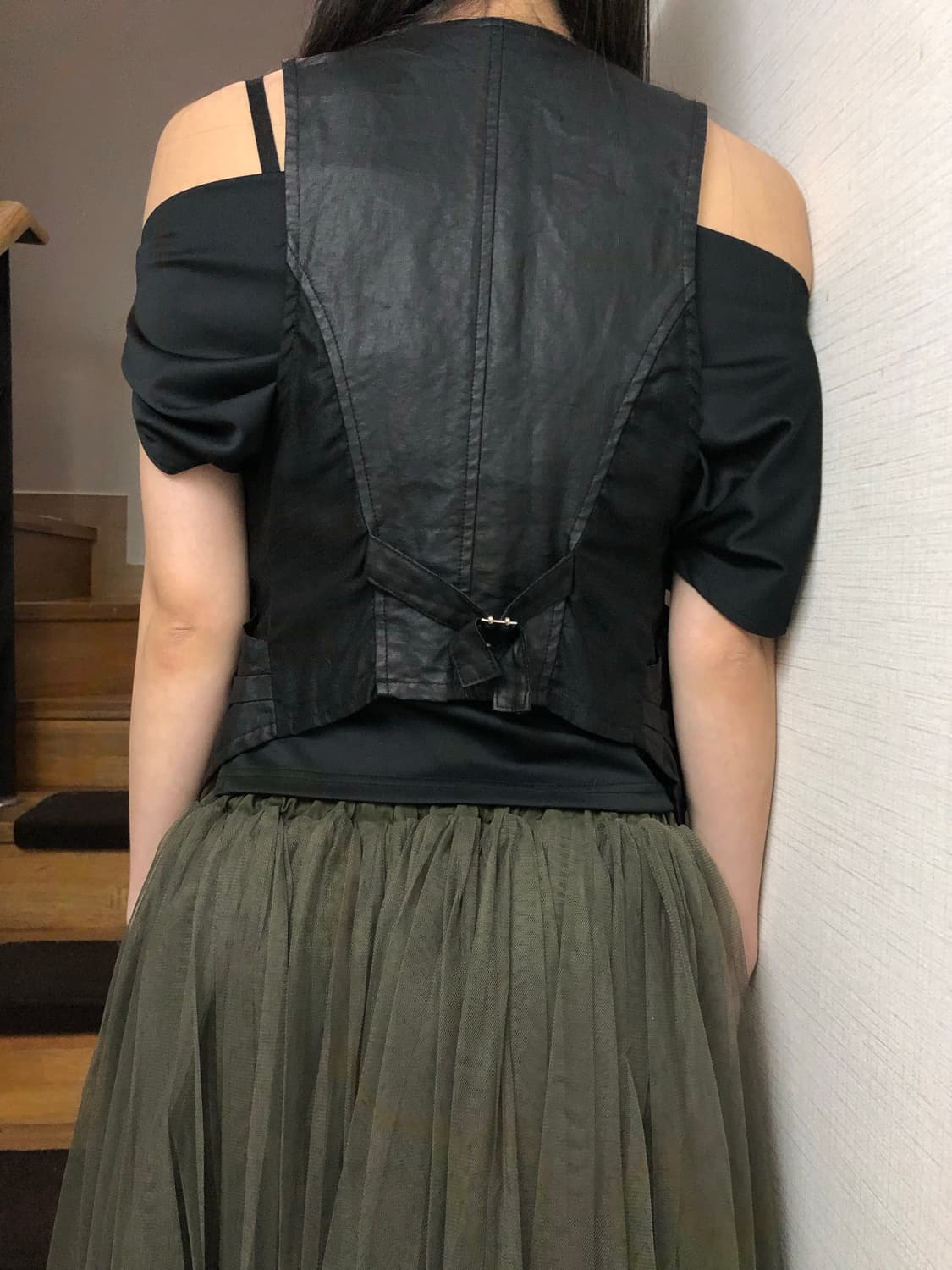 빈티지 블랙 레더 베스트 상품이미지8