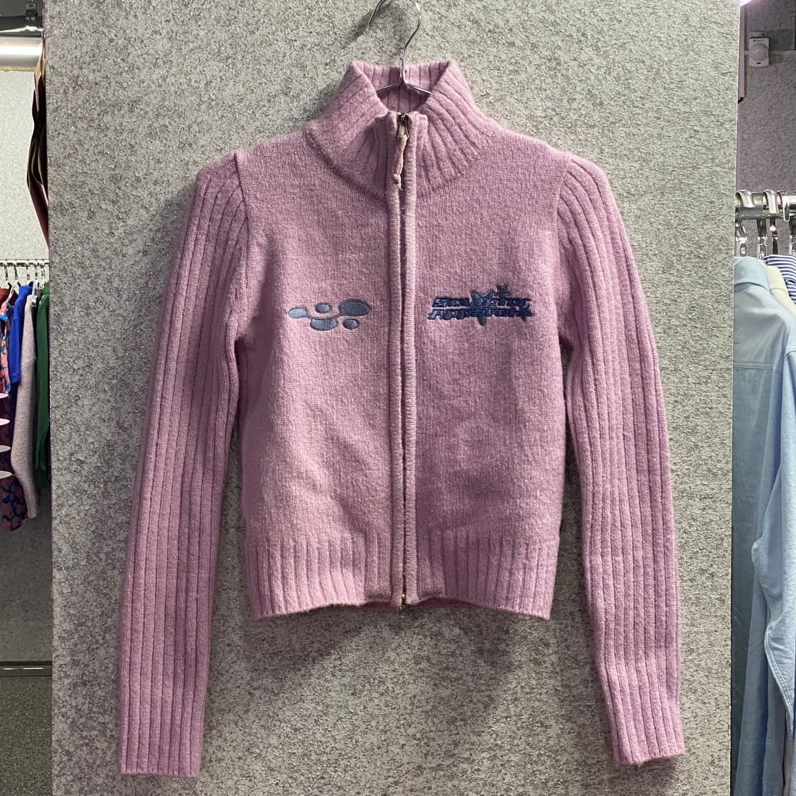 스컬프터 자수 로고 니트 집업 B3195 상품이미지2