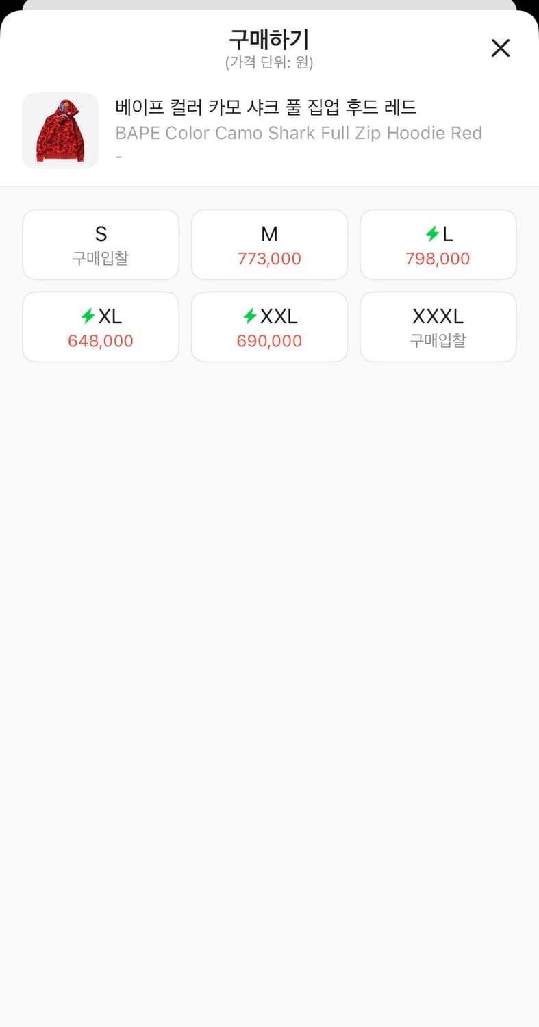 베이프 레드 카모 샤크 후드집업 새상품 (S) 상품이미지3