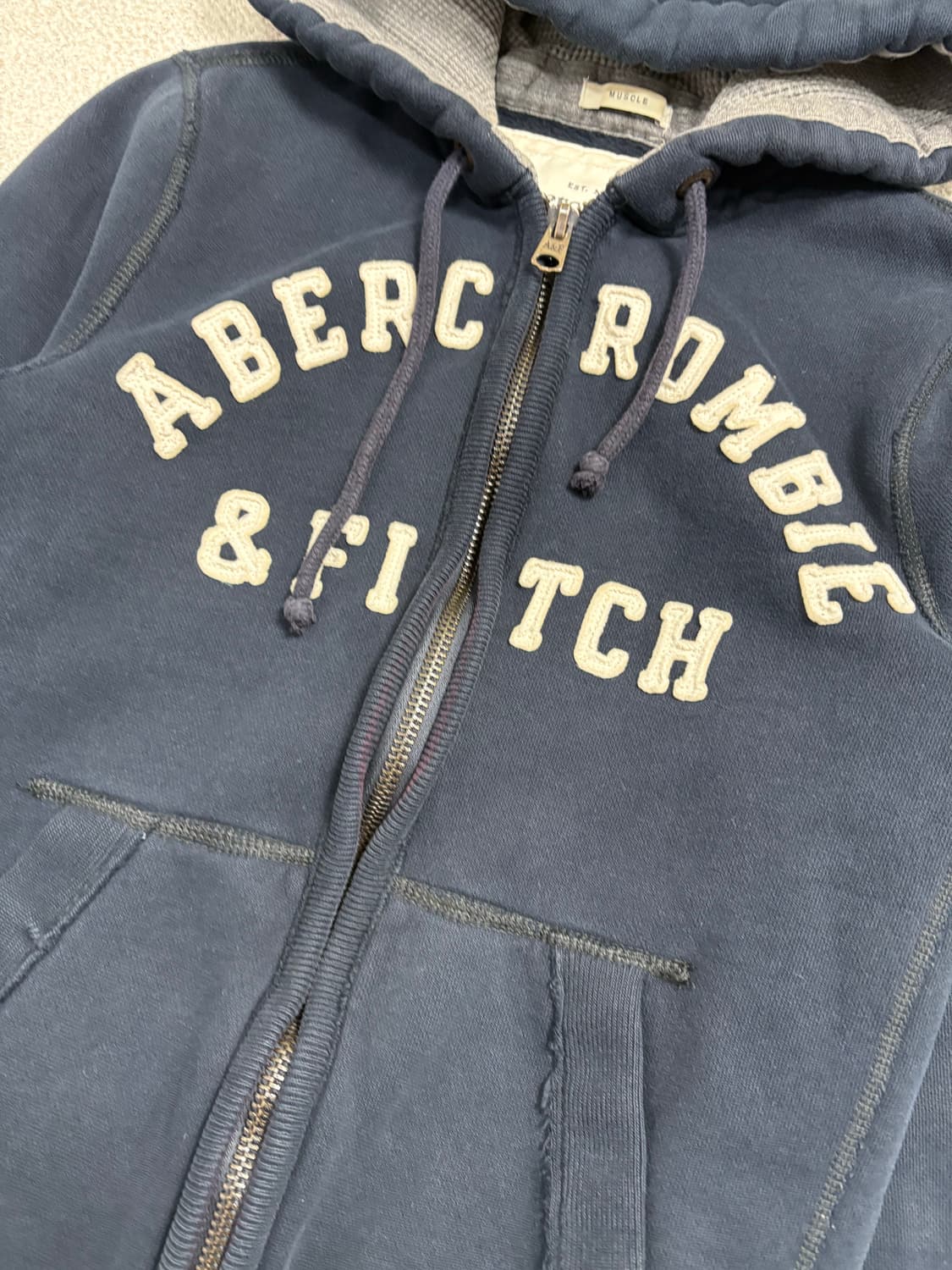 아베크롬비 앤 피치 기모 후드 집업 네이비 상품이미지5