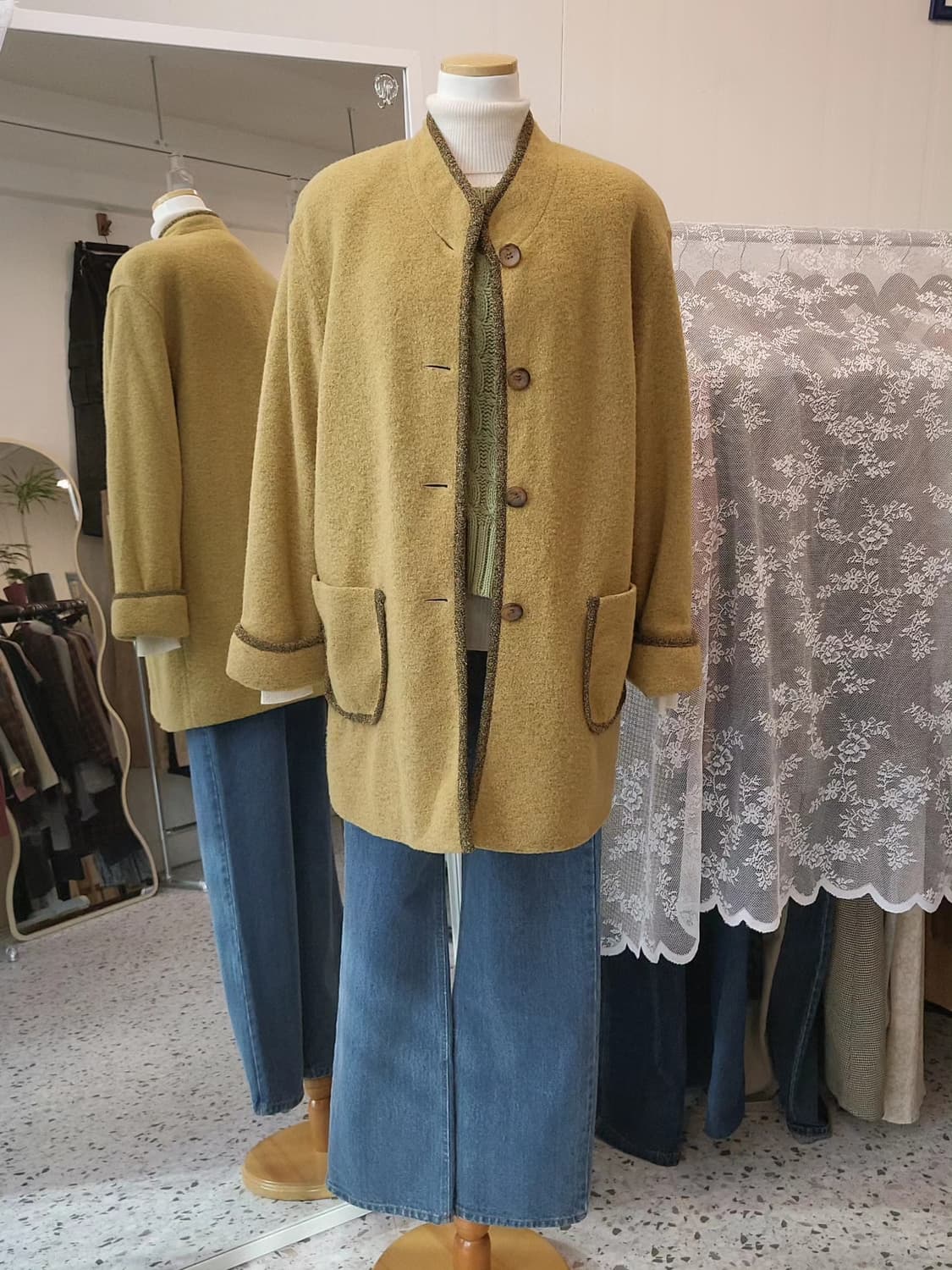 머스터드 울부클 오버핏 코트 상품이미지7