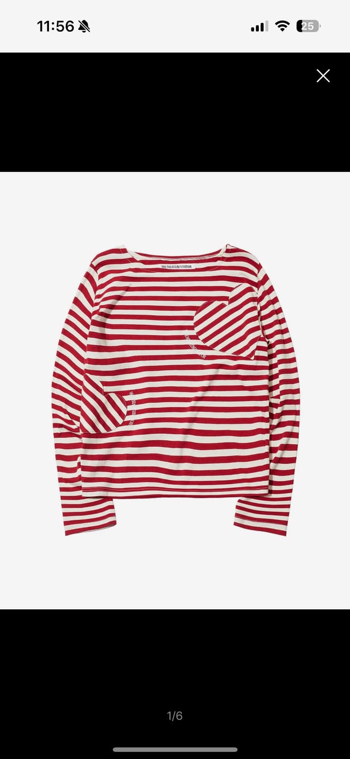 더뮤지엄비지터 HEART STRIPE LONG T-SHIRT (WINE) 상품이미지1