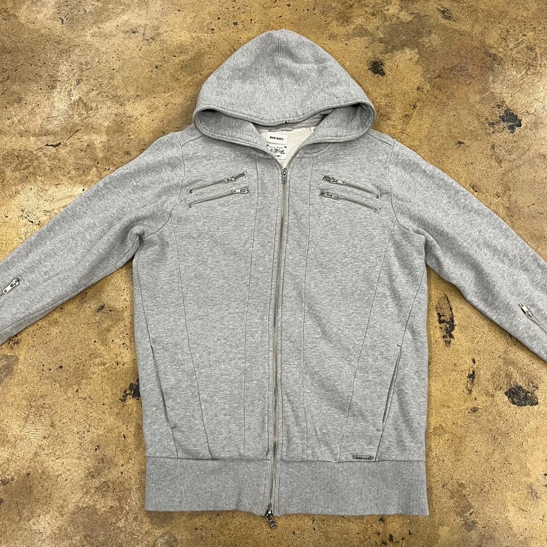 디젤 그레이 멀티 풀 지퍼 후드집업 상품이미지3