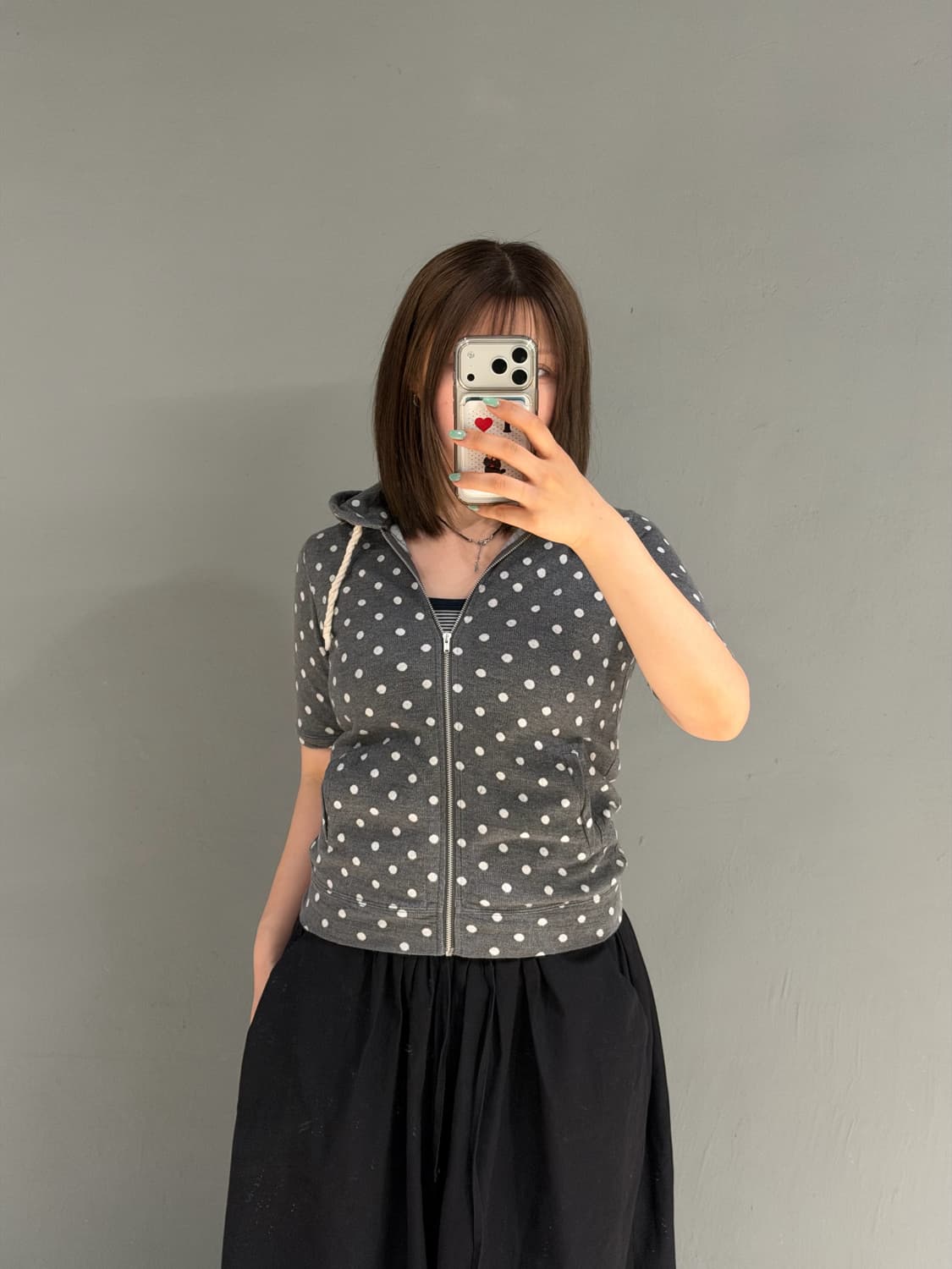 dot pattern hood zip-up 상품이미지2