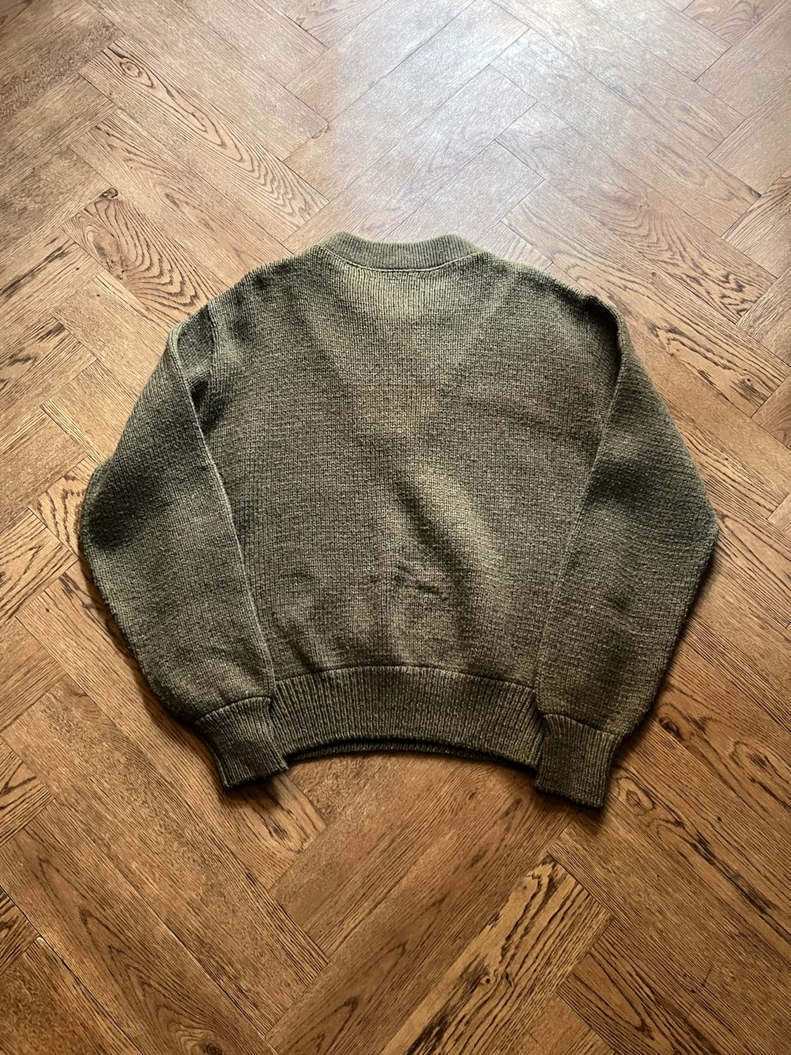 [L]90's Made in USA 건패치 카키 울 니트 상품이미지7