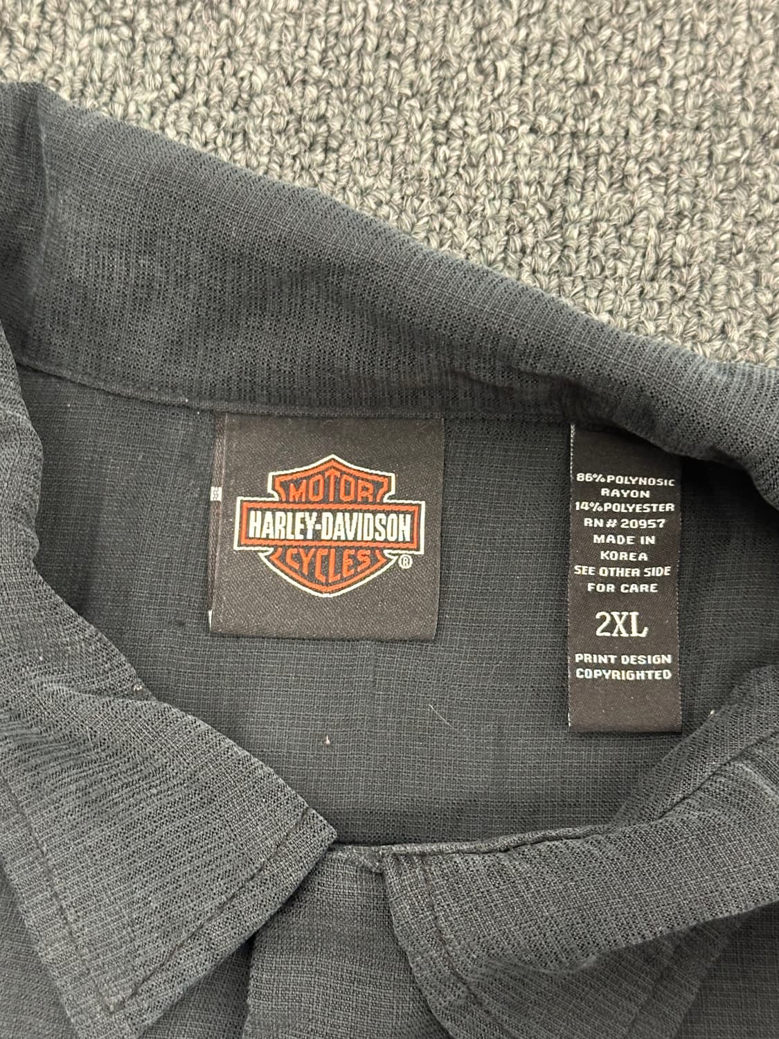 2XL)할리데이비슨 빈티지 자수 블랙 반팔셔츠 상품이미지4