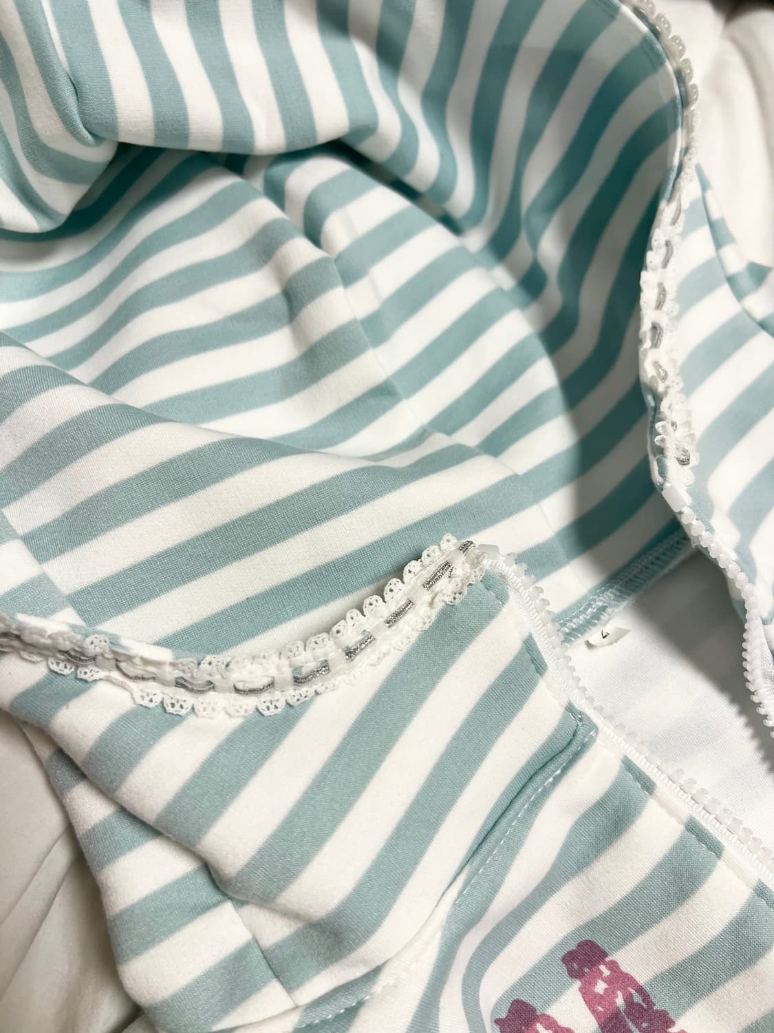 민트 스트라이프 후드집업 새상품 상품이미지4