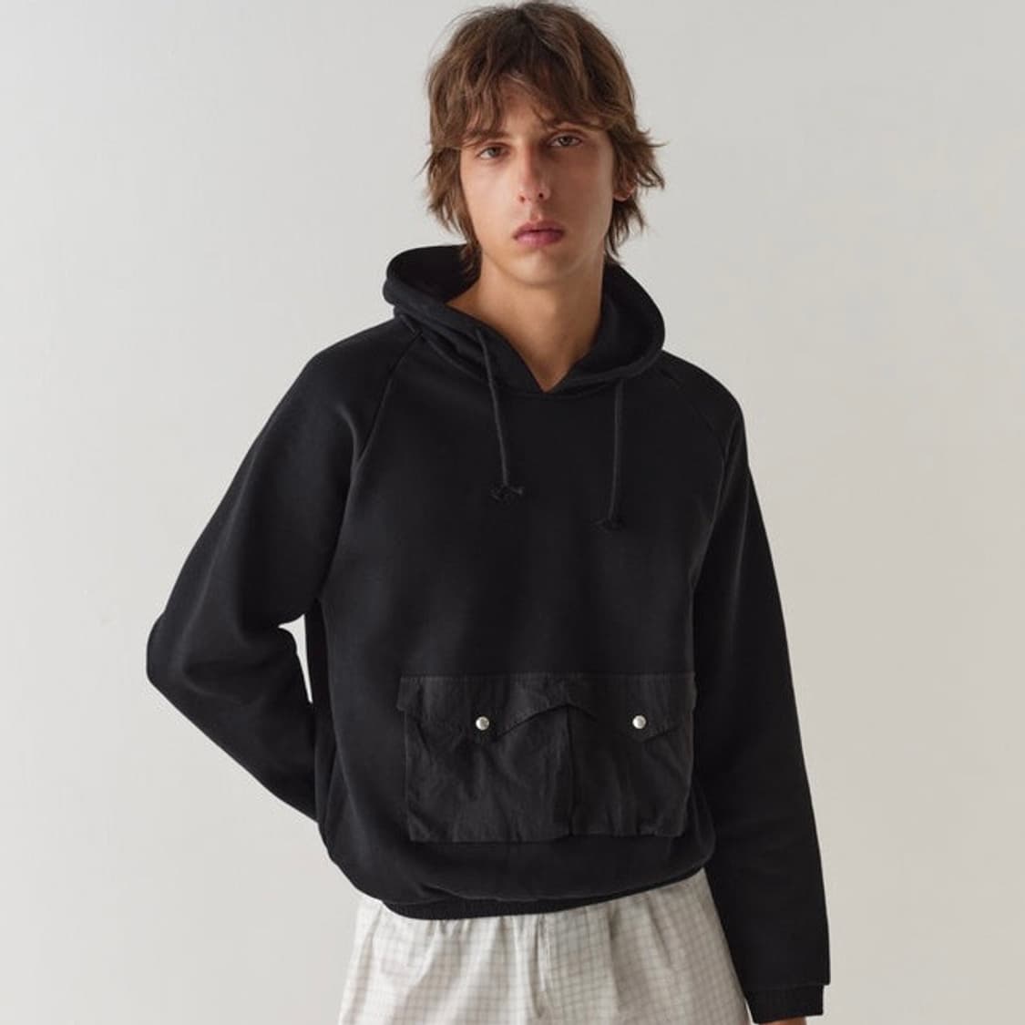 [M,L,XL]기마구아스 Kenny Track 포켓 후드 티셔츠/블랙 상품이미지1