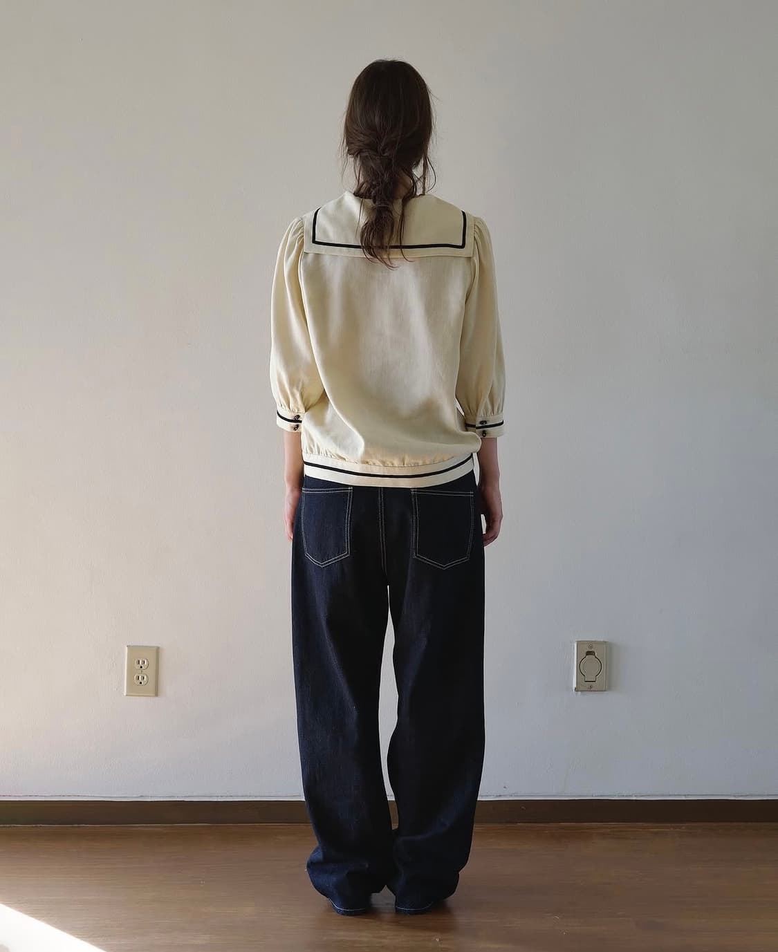 VIA 비아플레인 세일러 블라우스 아이보리 상품이미지5