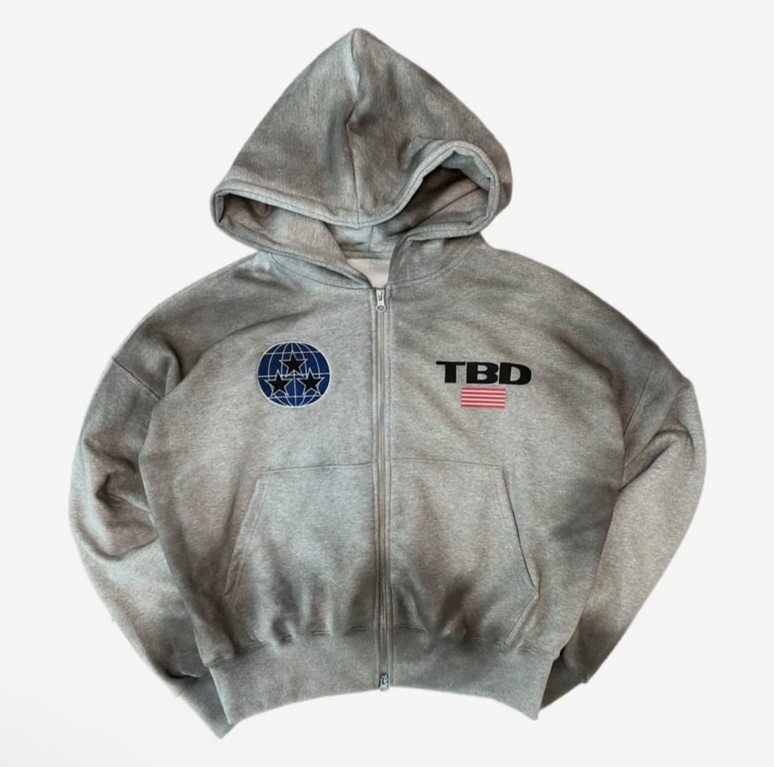 톰스벌스데이 TBD 월드로고 스프레이 후드집업 그레이 2 상품이미지1