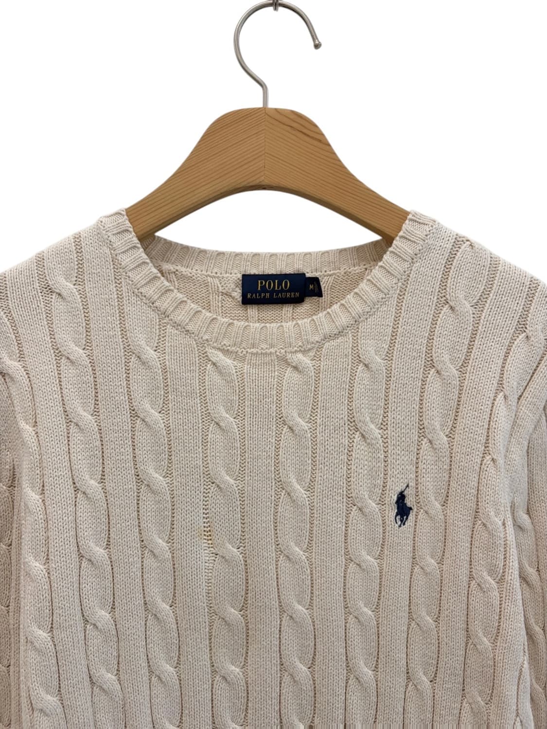 폴로 꽈배기 케이블 라운드 니트 아이보리 크림색 (여성M) 상품이미지2