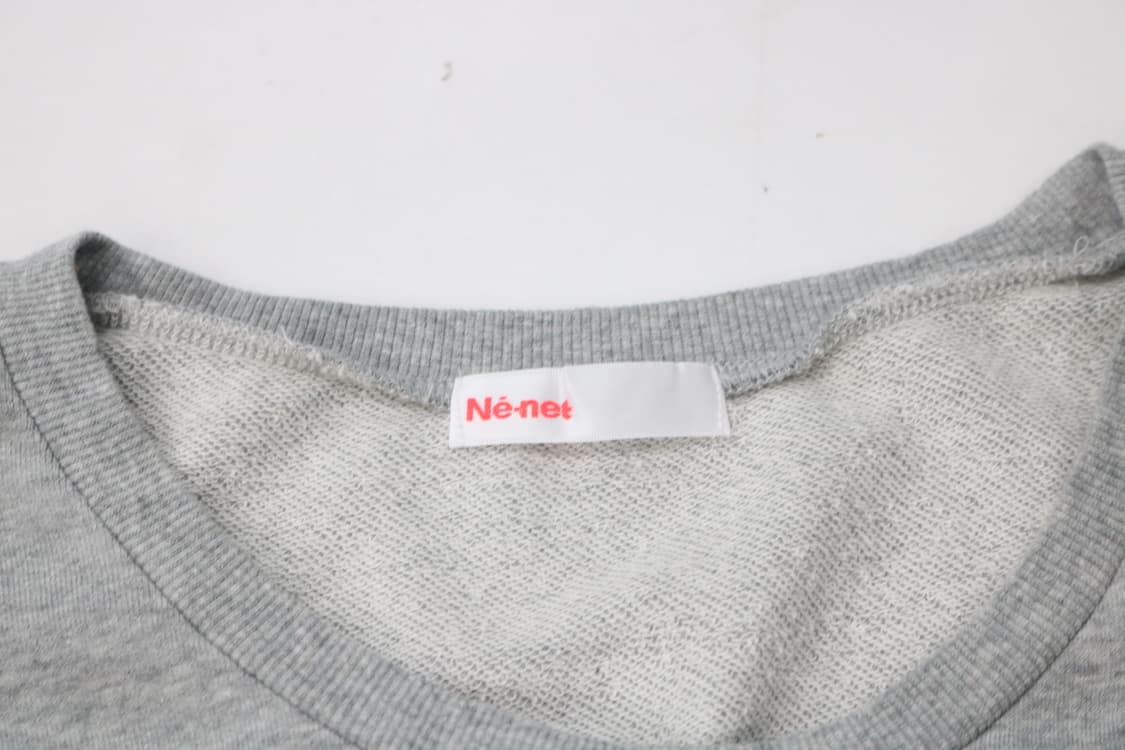네넷(Ne-net) 빈티지 고양이 패치워크 엘보 패치 그레이 맨투맨 상품이미지4