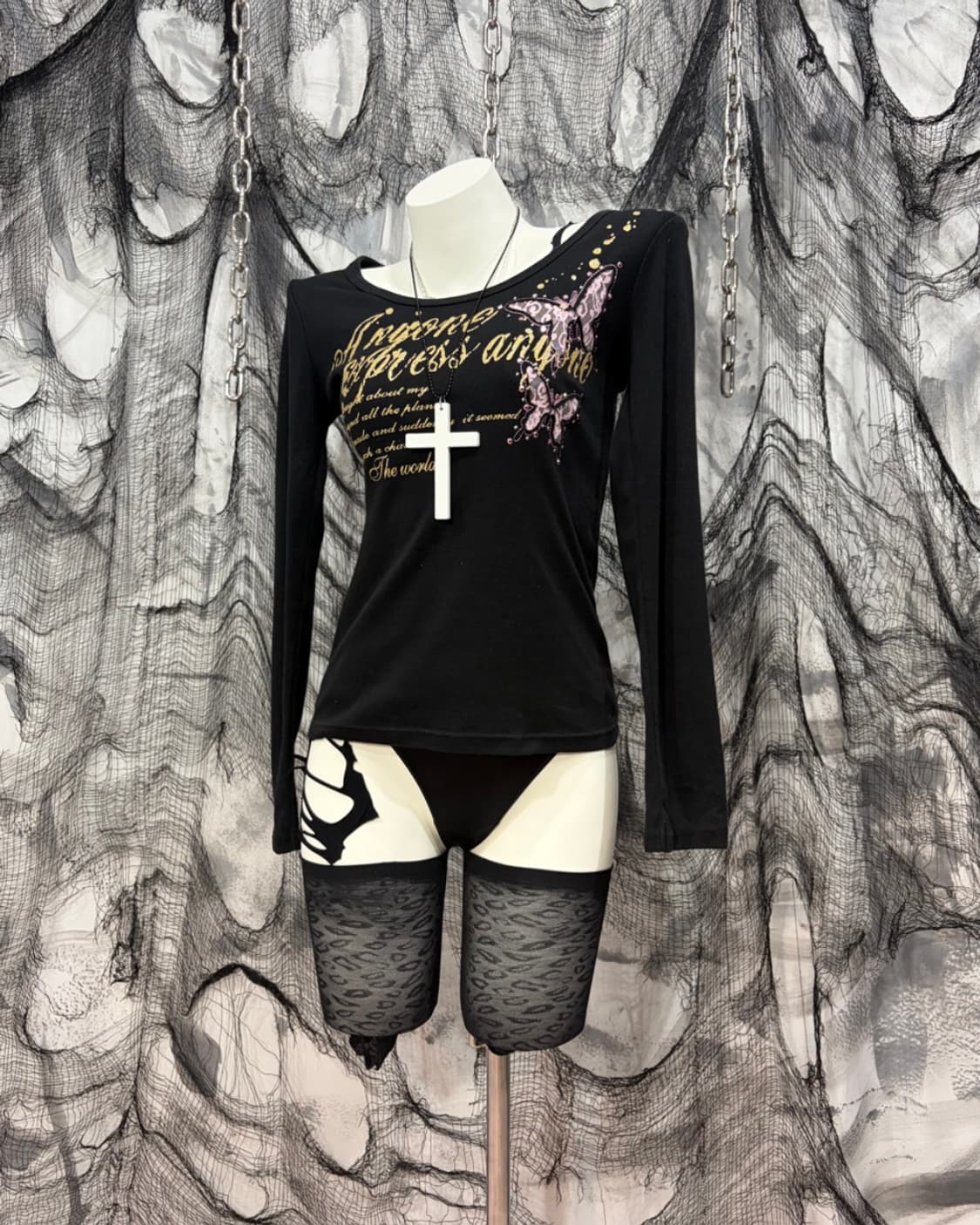 Y2K  Glitter cubic Butterfly long sleeve 상품이미지3