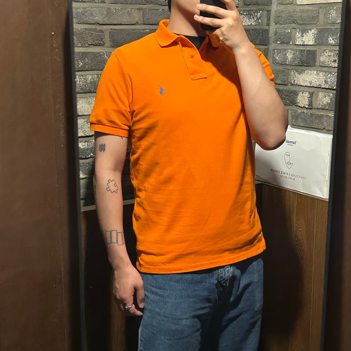 M) 폴로 랄프로렌 클래식 반팔 카라티 PK 주황 오렌지 상품이미지8