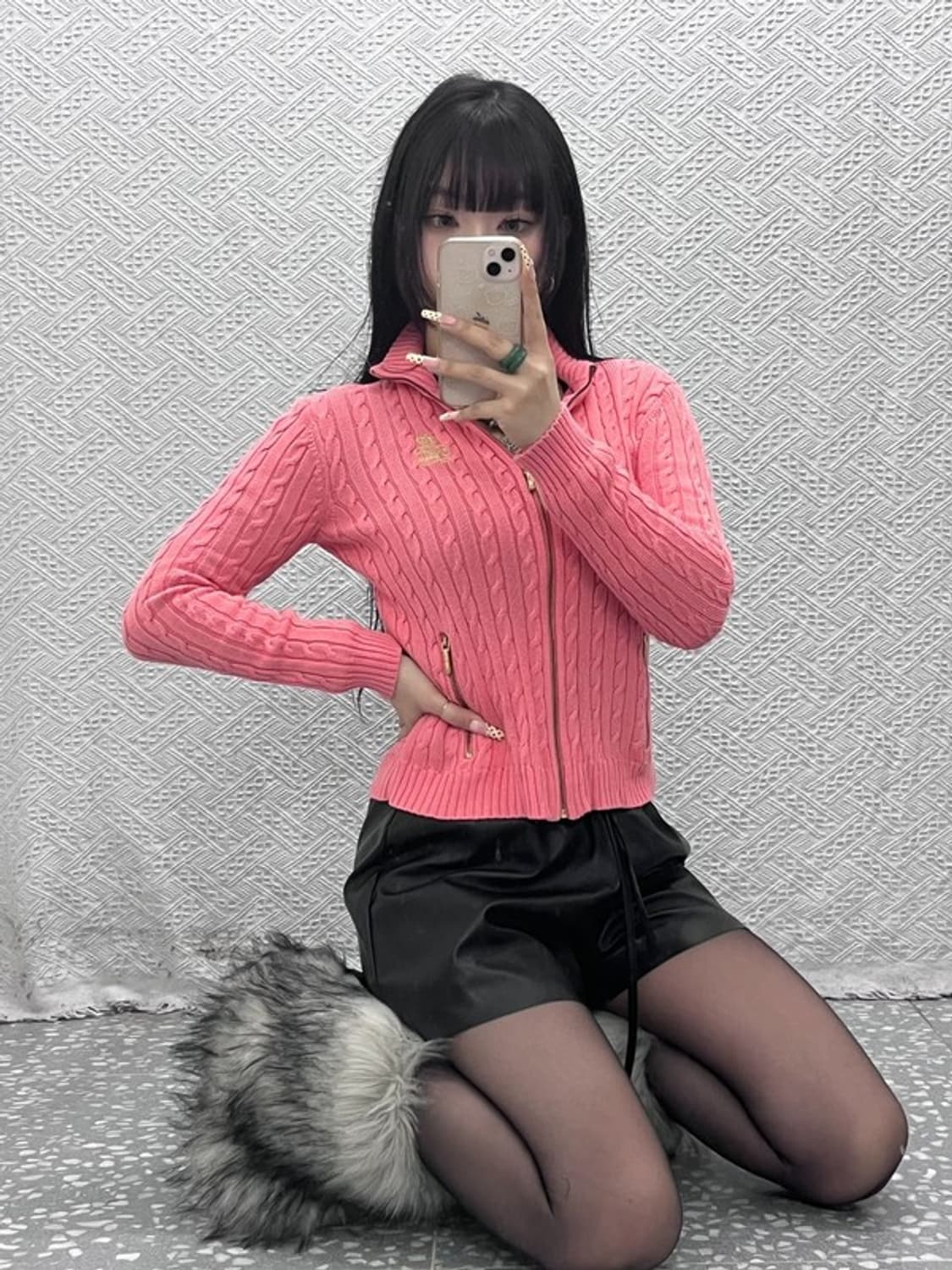 폴로 랄프로렌 Y2K 레트로 코랄 핑크 꽈배기 가디건 C09750 상품이미지1