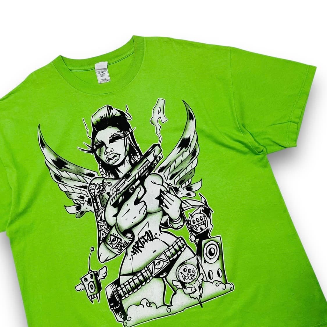 트리플 A 올드스쿨 펑크 걸 타투 아트 반팔 티셔츠 상품이미지2