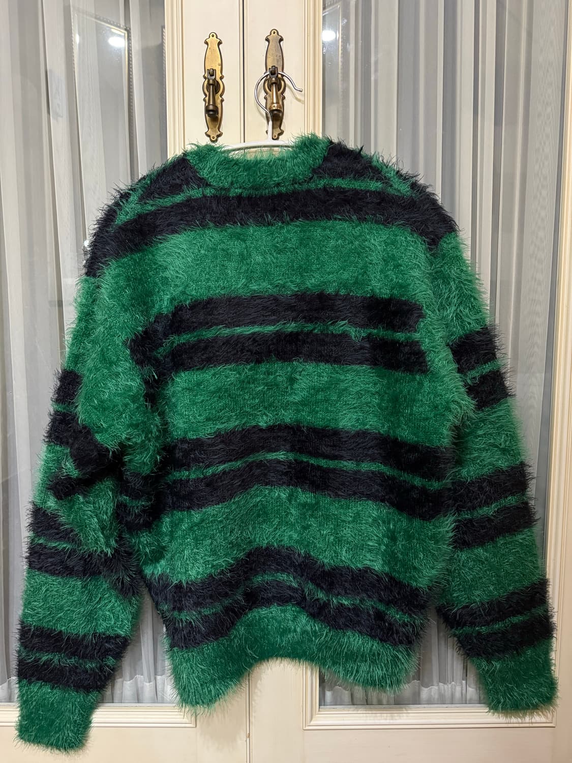 스투시 헤어리 스트라이프 크루 (그린 / S) 상품이미지5