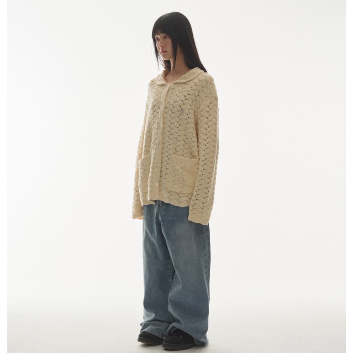 코이세이오 웨이브 니트 가디건 아이보리 상품이미지3