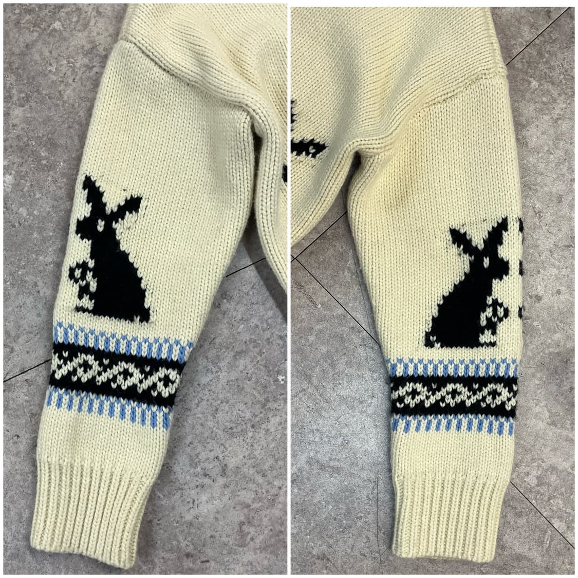 빈티지 토끼 패턴 뜨개 니트 집업 아이보리 #csz2545  상품이미지6