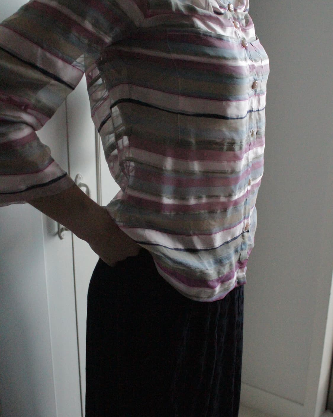 Armani Collezioni stripe linen blouse 상품이미지1