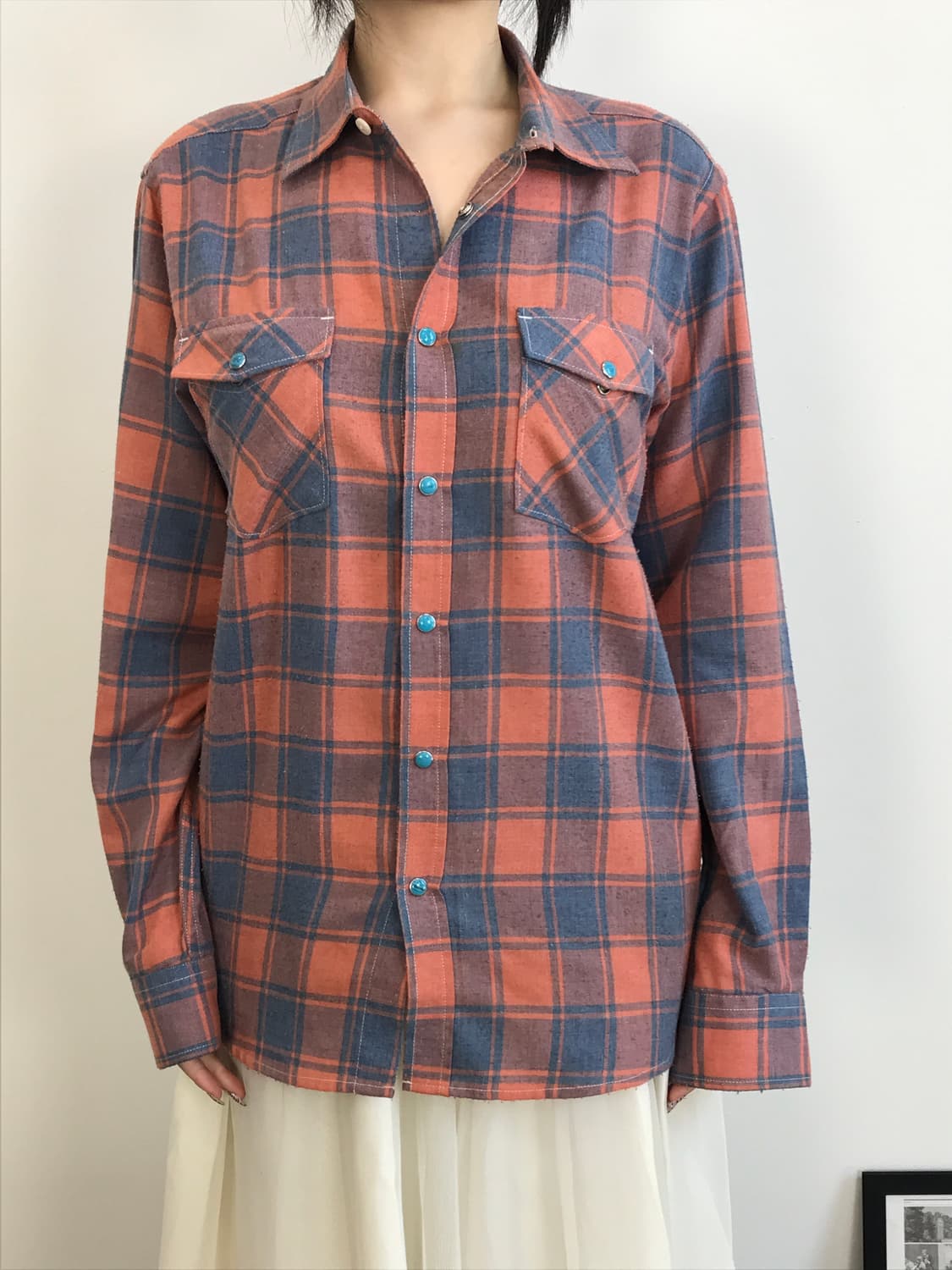 Navy Jeans Check Flannel Shirt 상품이미지2