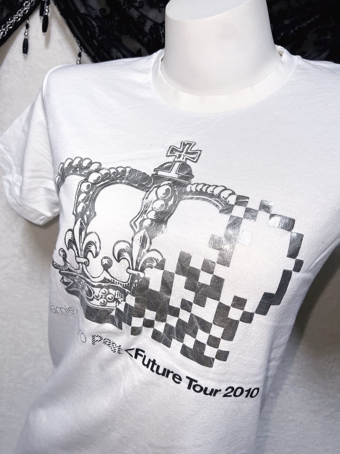 아무로나미에 티아라 프린팅 반팔티셔츠 갸루 펑크 헤이세이 시부야 핀터 상품이미지6