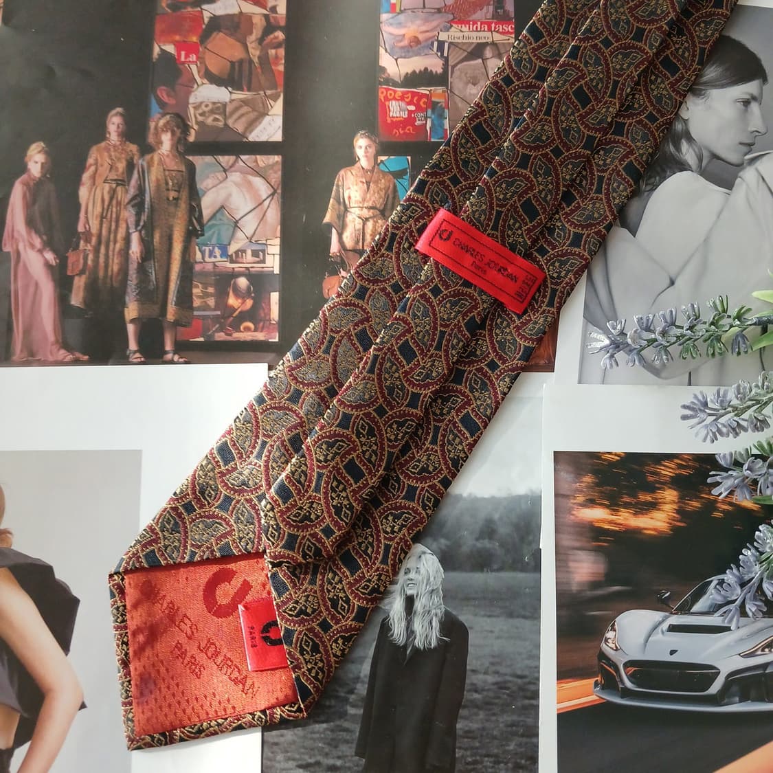 샤를주르당 실크 버건디 아트 패턴 넥타이 9cm A+~A등급 A19009 상품이미지4