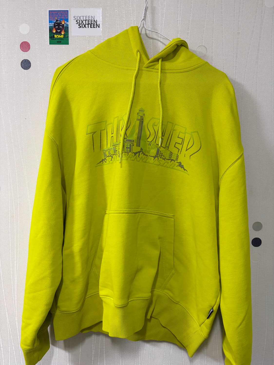 트레셔 형광 연두색 후드티 M 상품이미지1